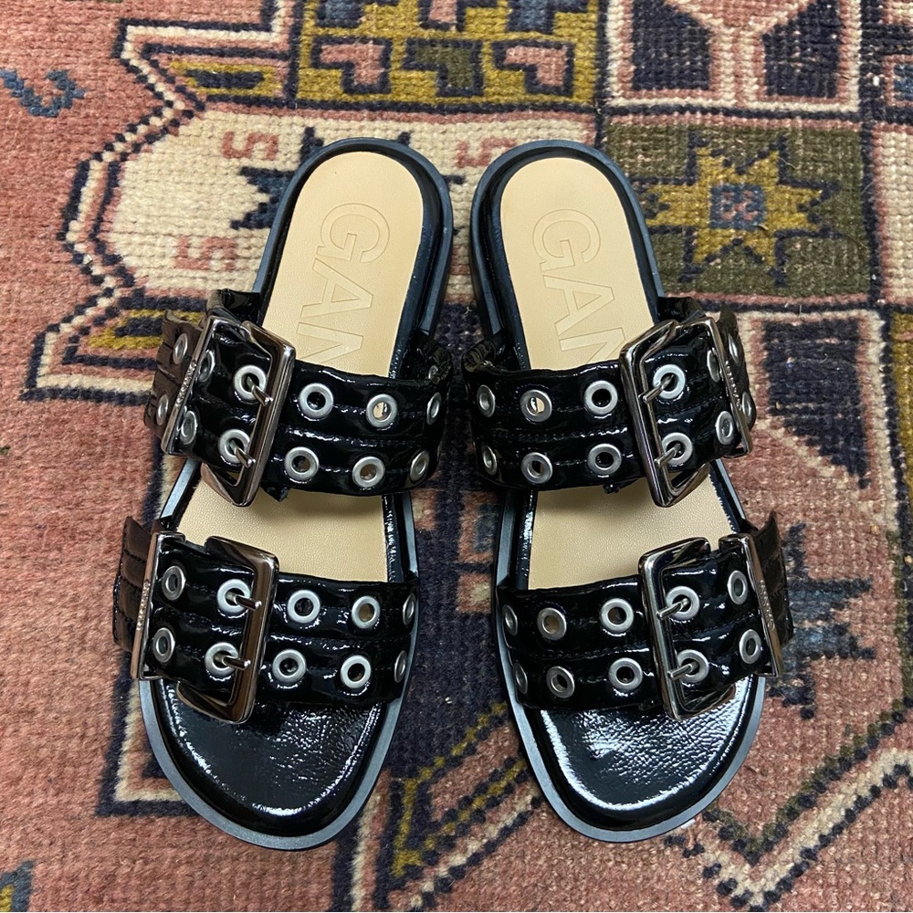 GANNI Buckle Two Strap Sandals. 6/36.
